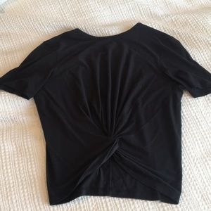 NWOT Lululemon Black Knot Front Crop Tee